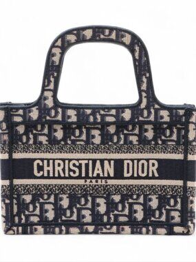 Christian Dior Oblique Canvas Mini Book Tote Navy Blue